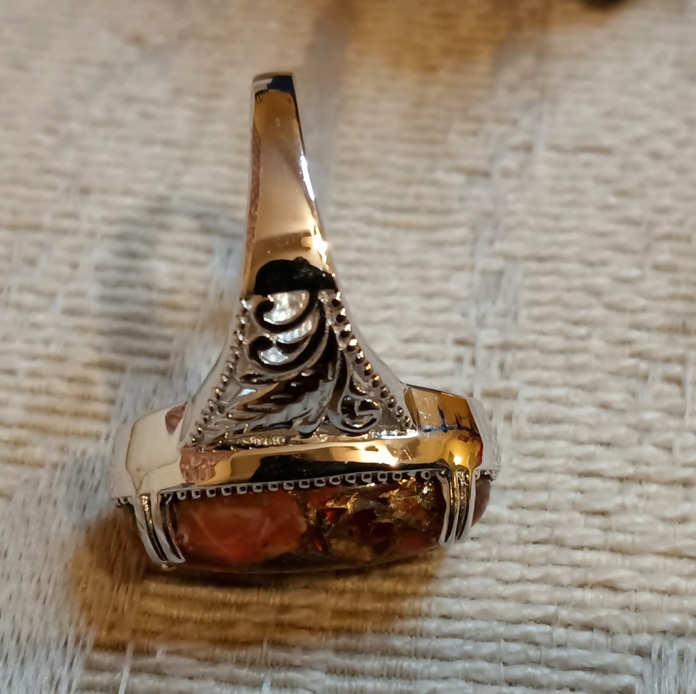 Size 7**Elongated Matrix Fire Opal Ring - Picture 3 of 13